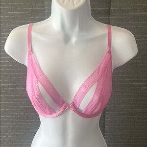 Love, Vera Unlined Cutout Mesh Underwire Demi Bra